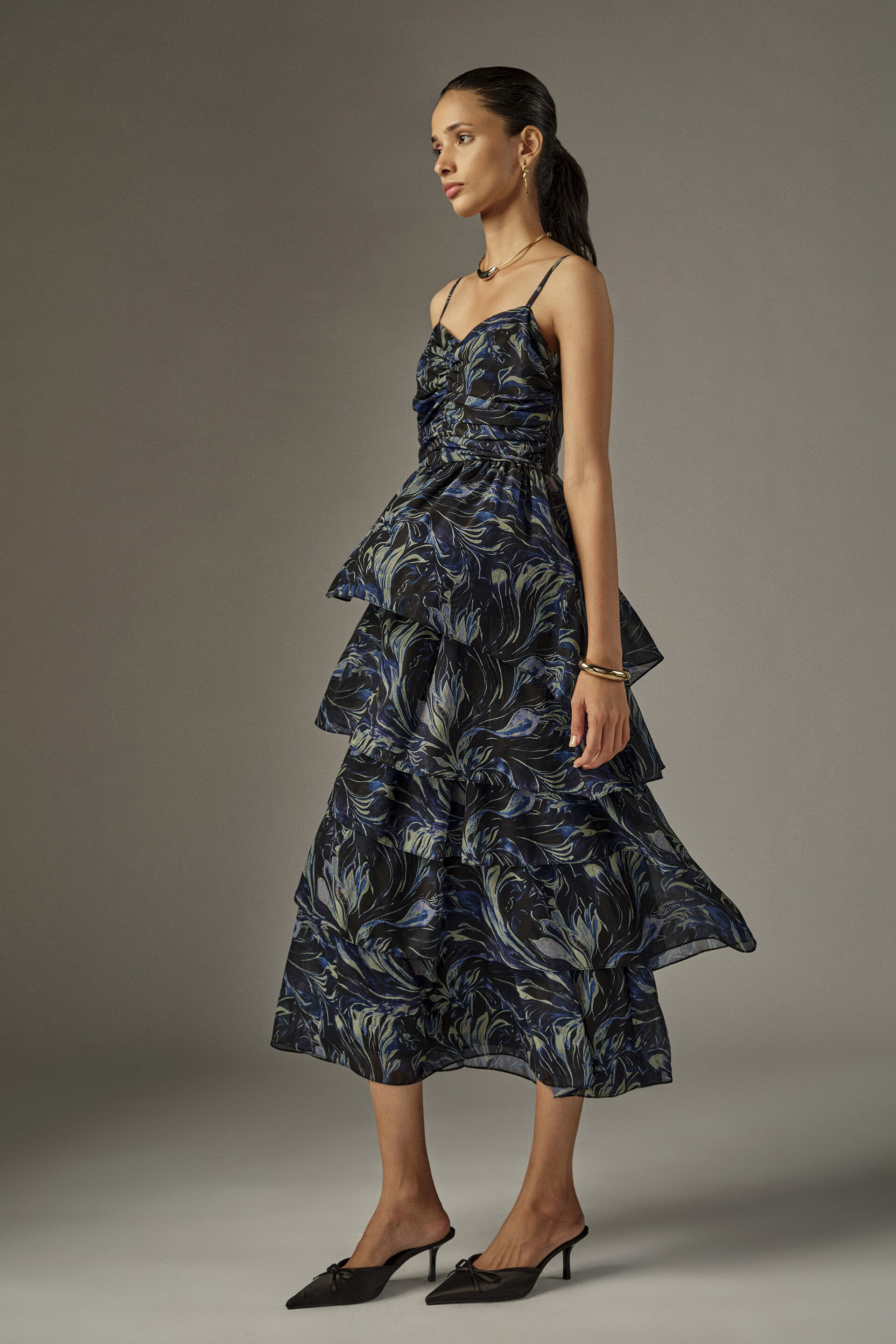 Zephyra Tiered Dress, Blue, image 2